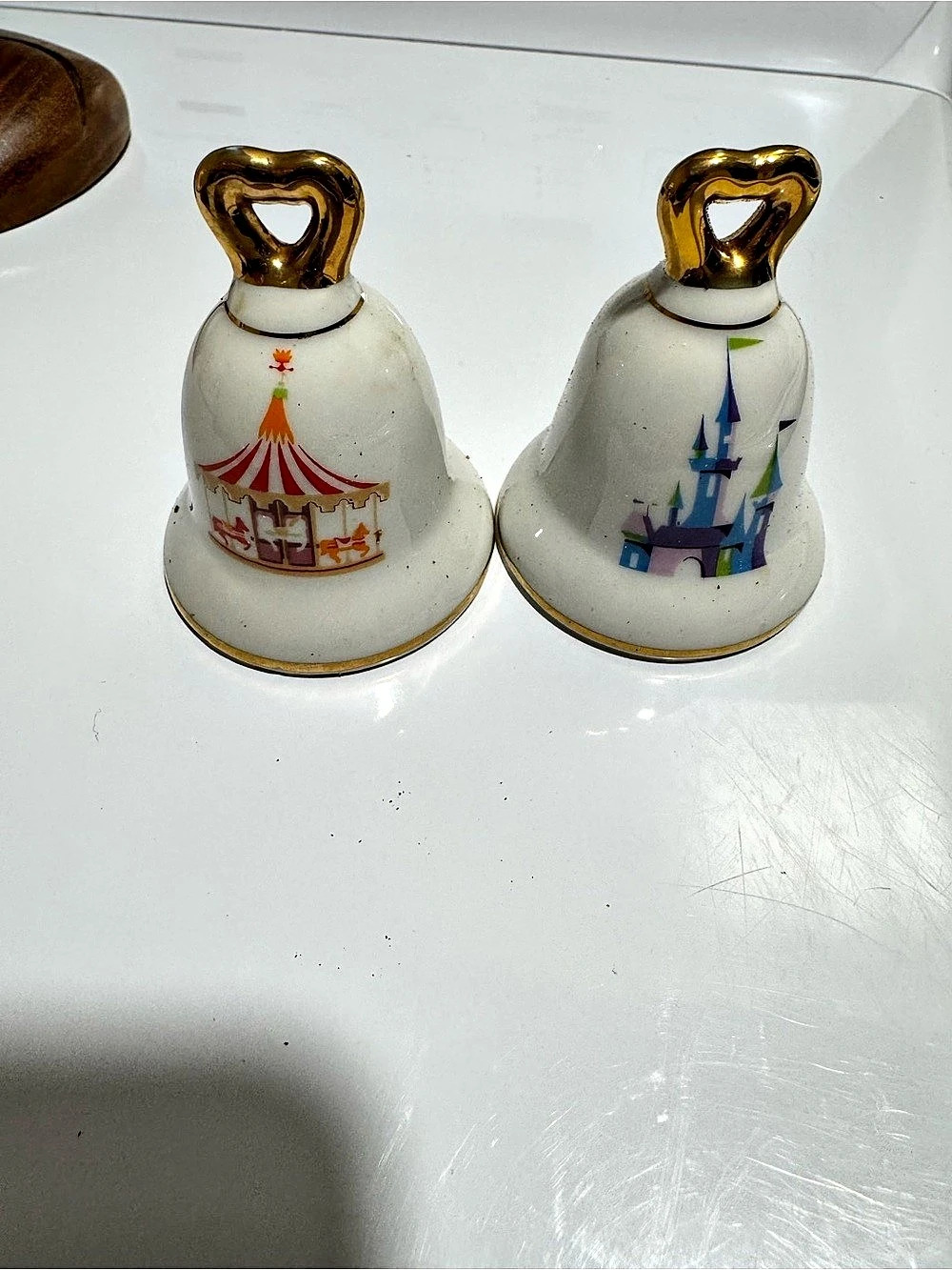 Vtg Disney Castle and Carousel Salt and Pepper shakers